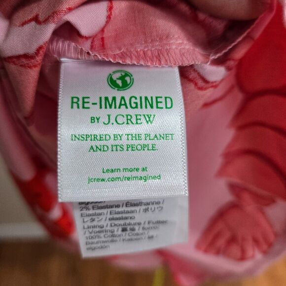 J CREW Pink Red Lobster Print Maxi Dress Sz 2 Square Neck Cotton Smocked tiered - Picture 8 of 13